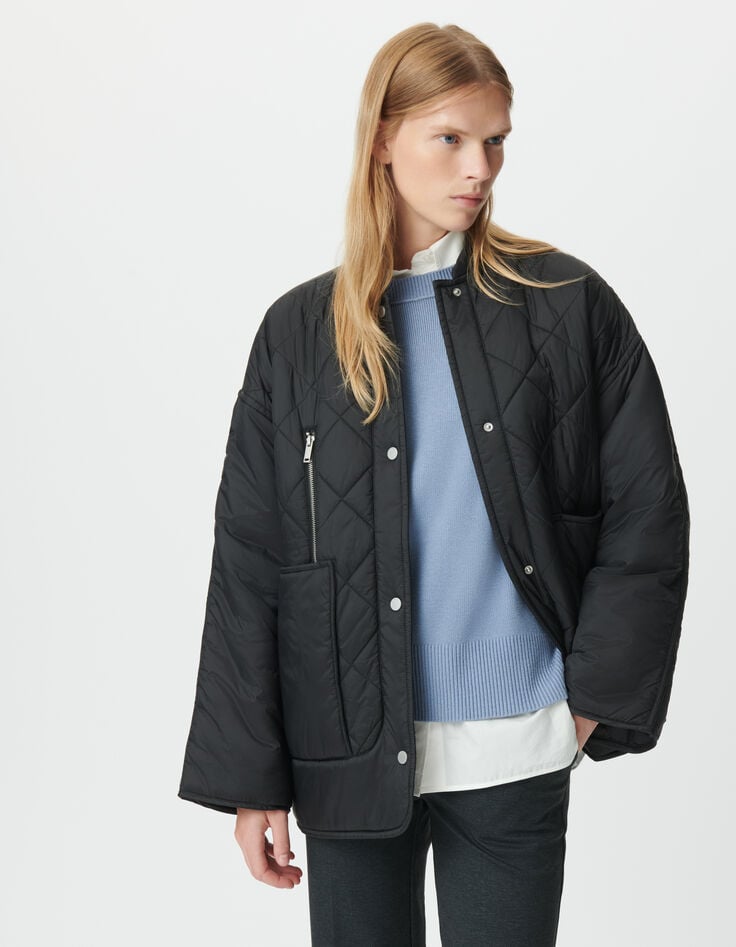 Women’s black quilted padded jacket-3 Women’s black quilted padded jacket-3
