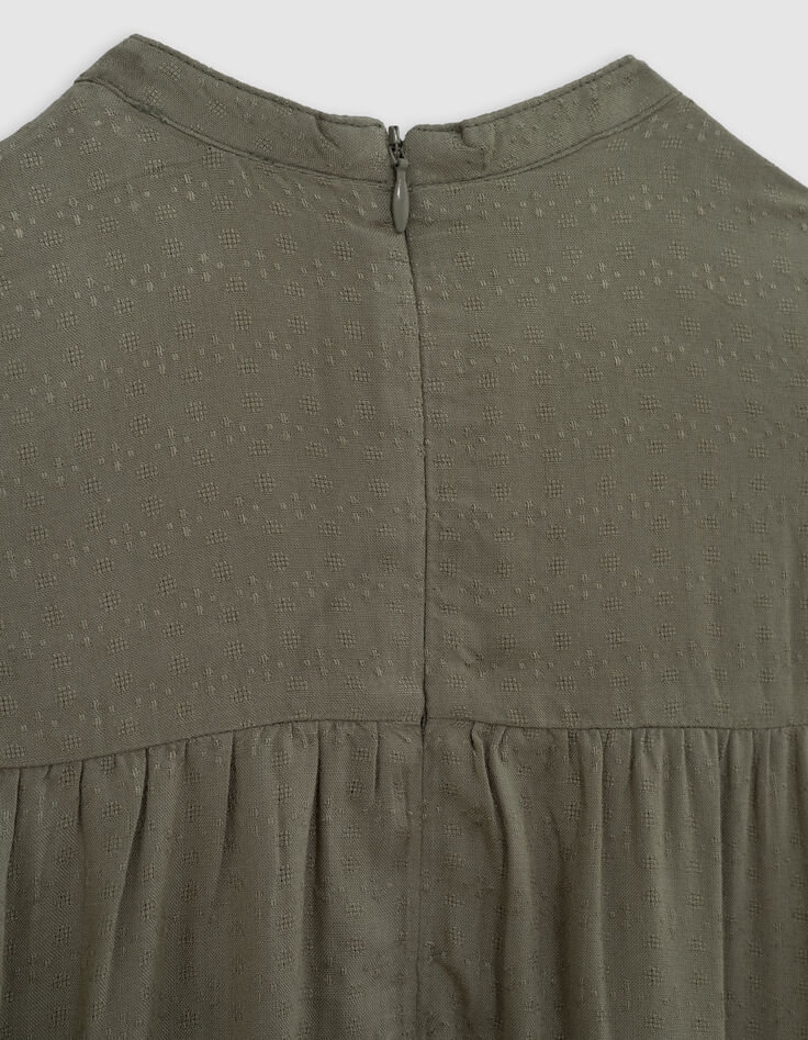 Robe kaki jacquard plastron brodé fille-7