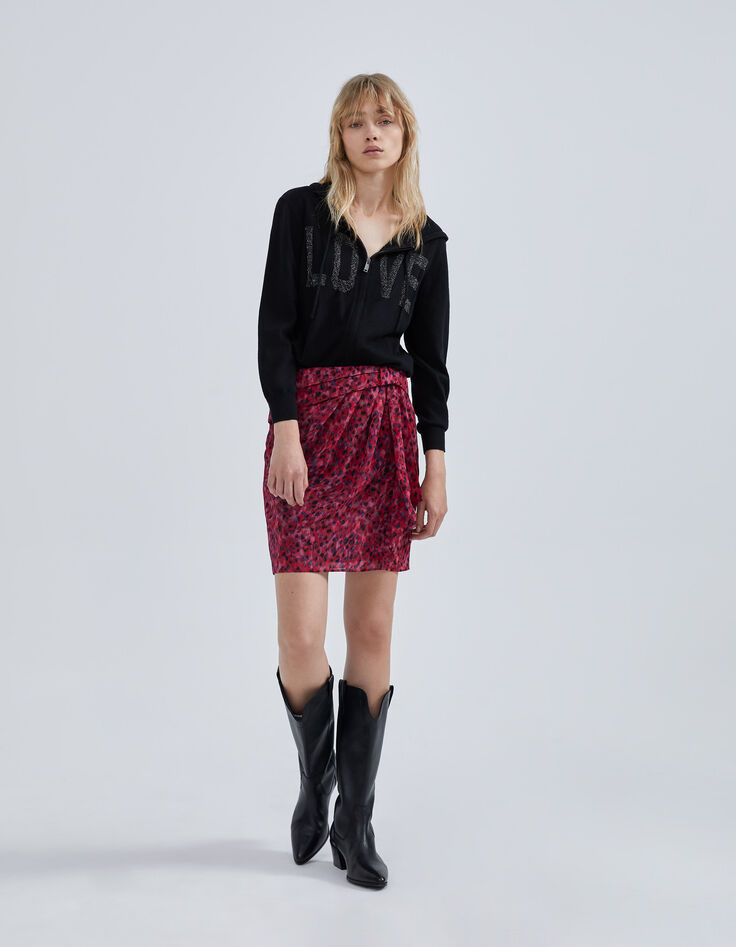 Jupe courte rose imprimé léo rock recyclée Femme-6