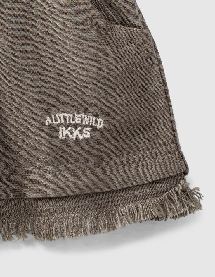 Baby girls’ khaki linen blend paperbag shorts -4