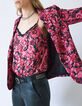 Rosa Damentop mit Blumenprint und schwarzer Spitze-4