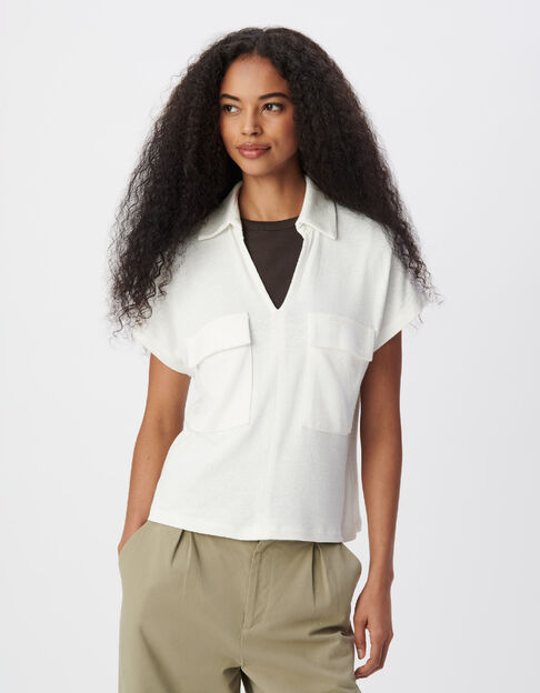 Camiseta rizo blanca Mujer con bolsillos parche - IKKS