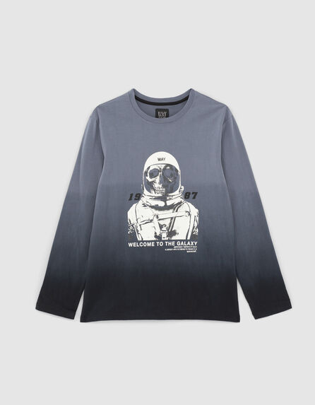 Blaues Jungenshirt mit Astronauten-Totenkopf