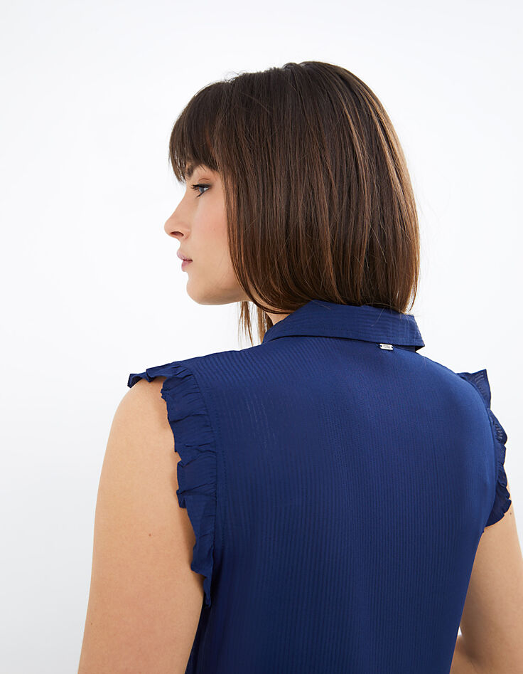 Robe chemise indigo avec plastron brodé I.Code-5