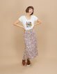 Lange gebroken witte rok bloemenprint I.Code-7