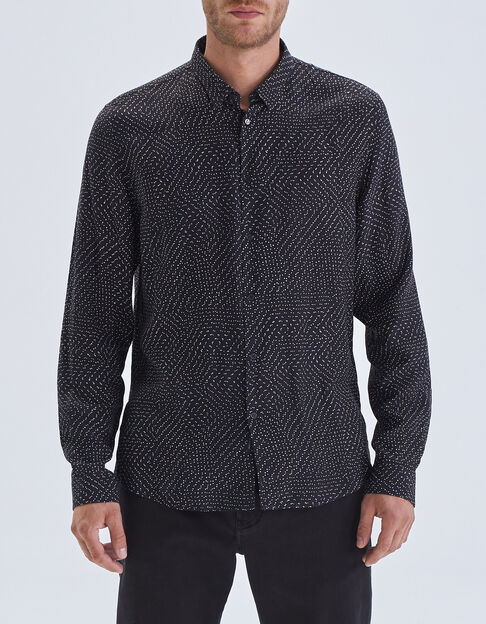 Men’s black rock polka dot LENZING™ ECOVERO™ SLIM shirt - IKKS