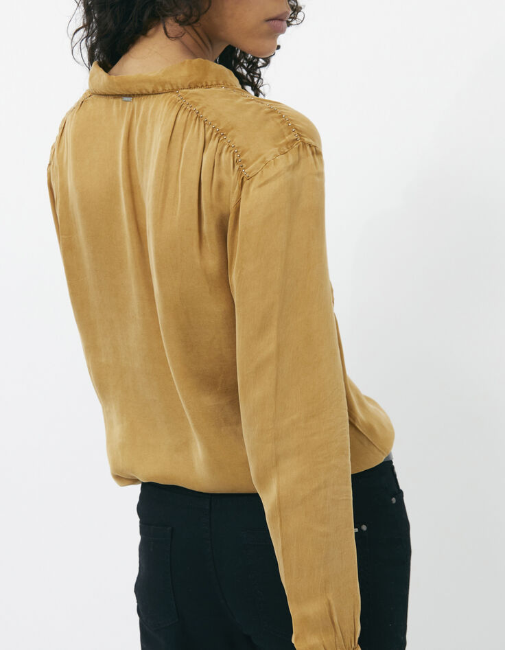Women’s yellow beaded cupro shirt-3 Women’s yellow beaded cupro shirt-3
