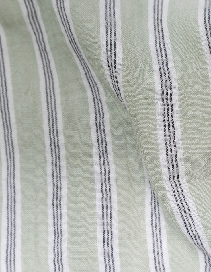 Boy's green striped pattern shirt-7
