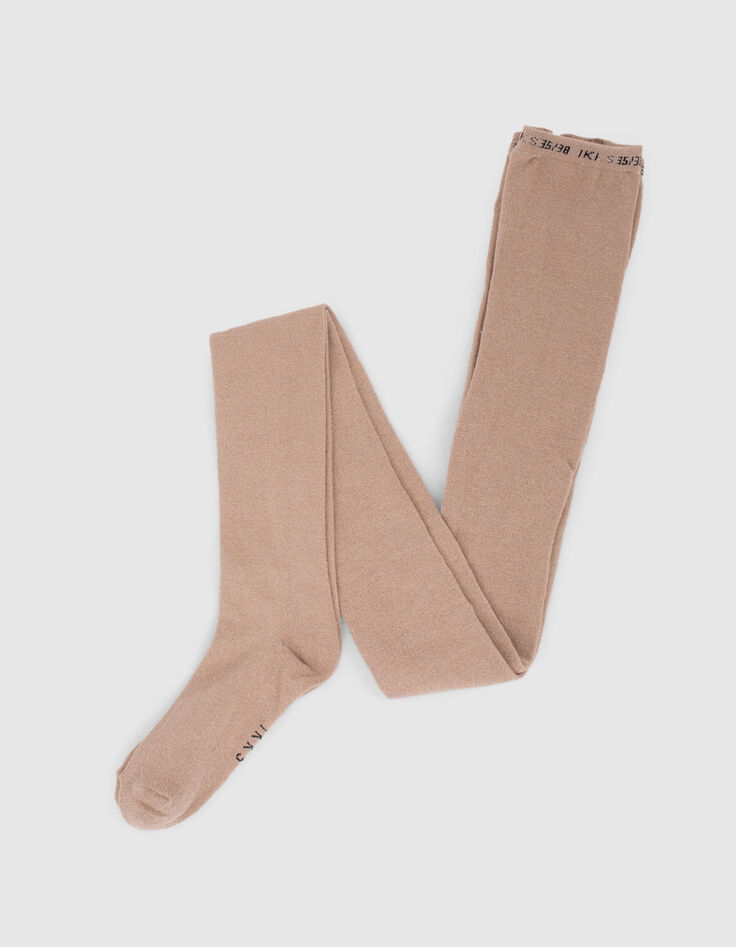 Leotardos beige claro punto lúrex niña-1