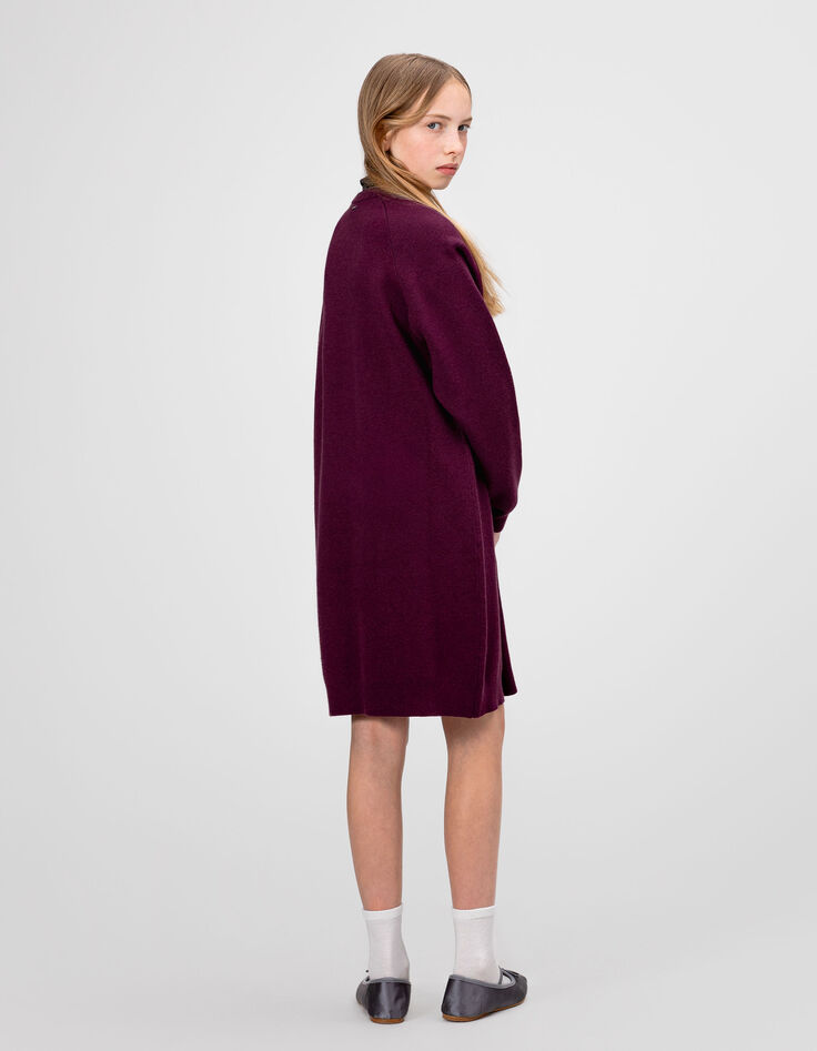 Robe pull bordeaux tricot fille-3