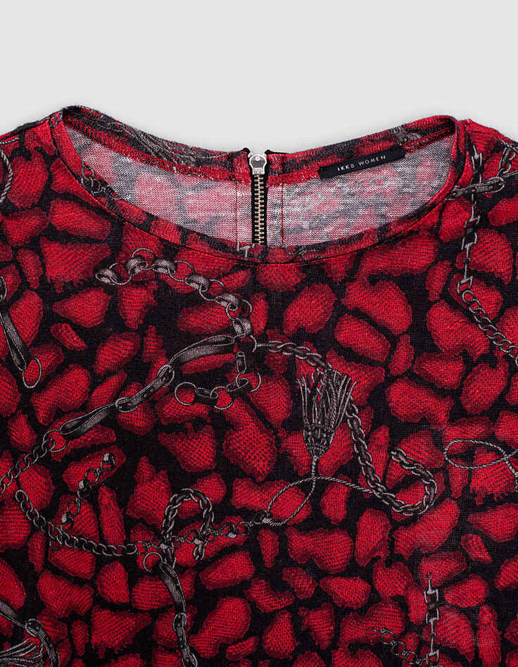 Tee-shirt manches 3/4 imprimé serpent et chaines femme-2