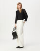 Schwarze Jacke mit offenem Makramee-Stil-1