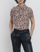 Women’s butterfly print voile neck-tie top-2
