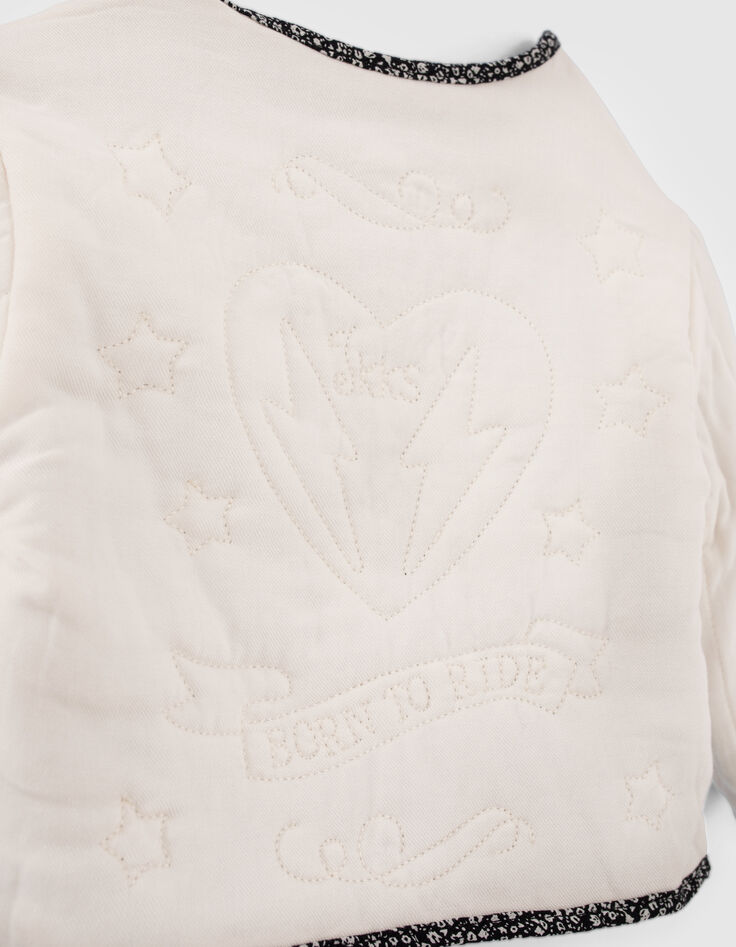 Cardigan réversible noir tachiste et écru bébé fille-6