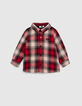 Red two-ply shirt, check pattern, baby boy-5