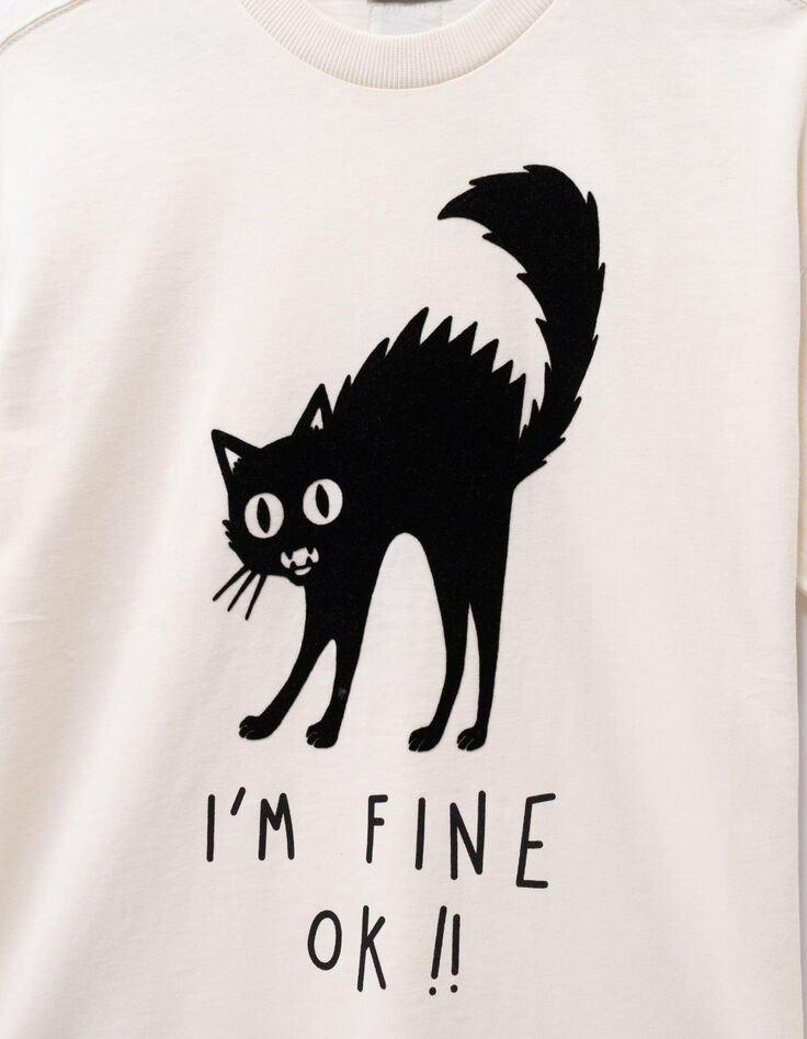 Boys’ white T-shirt with flocked velvet cat image-4 Boys’ white T-shirt with flocked velvet cat image-4