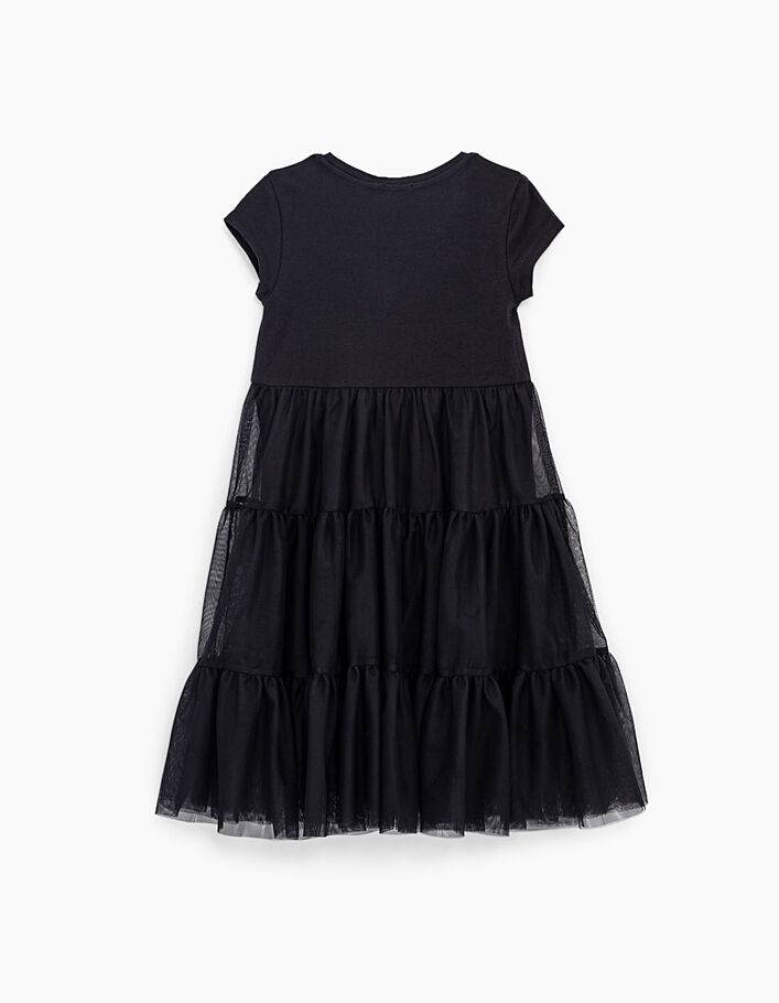 Zwarte jurk twee materialen met tule rok - IKKS