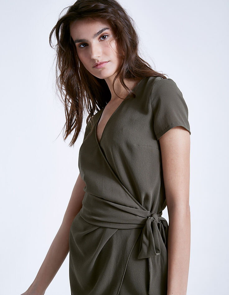 Robe kaki nœud taille-3