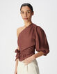 Asymmetrical magnum linen top with basque Women-2
