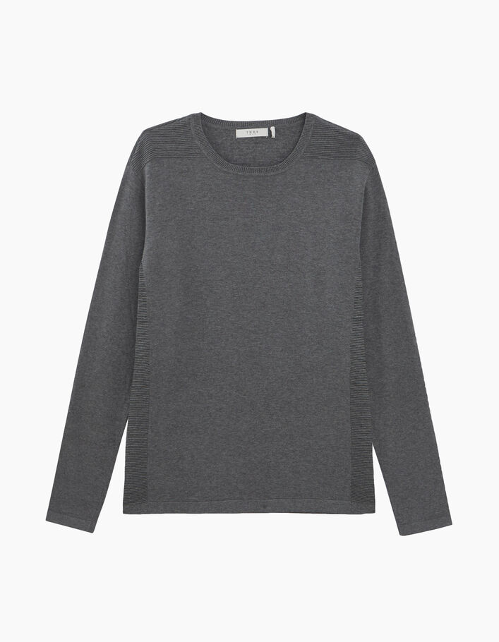 Men's dark grey knit sweater+texture on back