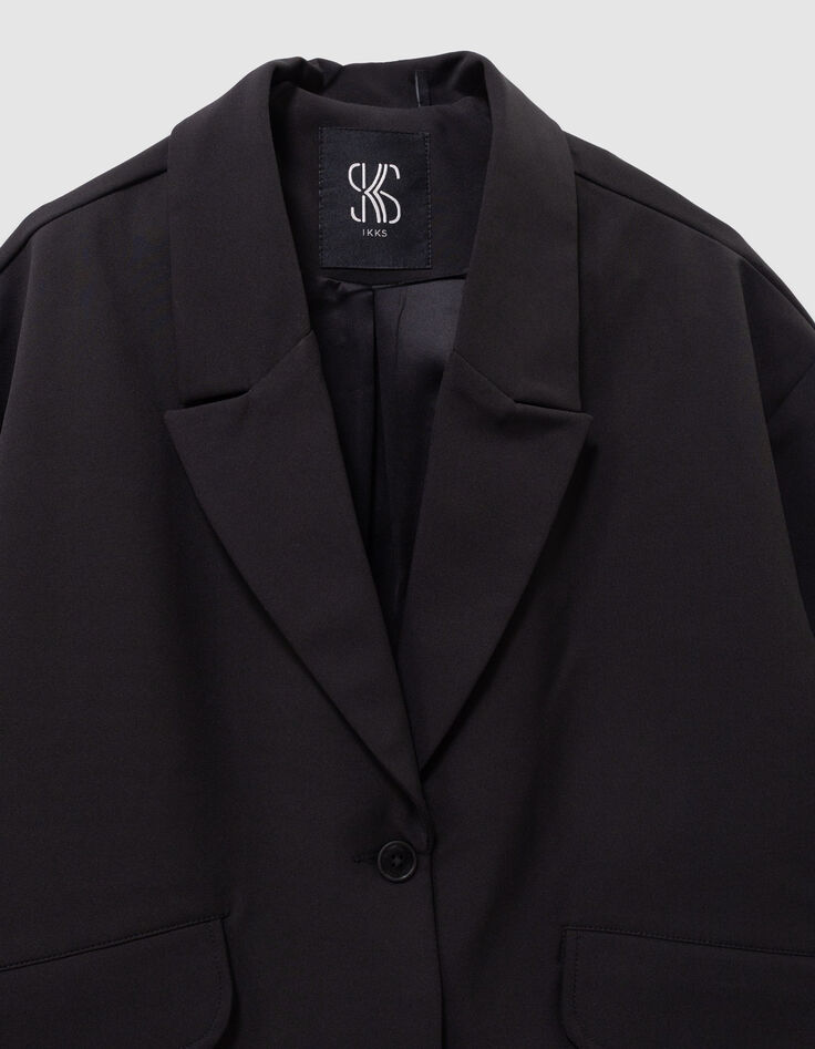 Girls’ black mixed fabric jacket-5