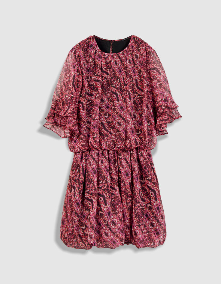 Robe courte bordeaux imprim&eacute; ikat Femme-6