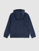 Cardigan relaxed bleu zippé molleton garçon-5