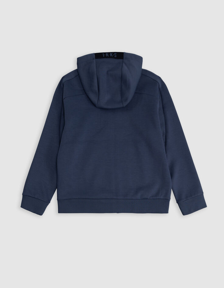 Cardigan relaxed bleu zippé molleton garçon-5