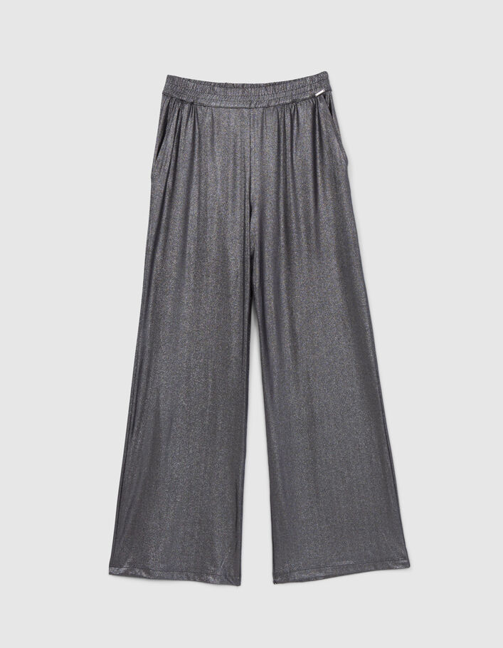 Girls' silver lamé trousers with smocked waist - IKKS