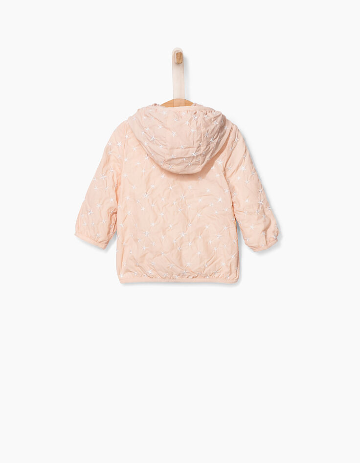 Blouson rose poudré brodé étoiles bébé fille-3