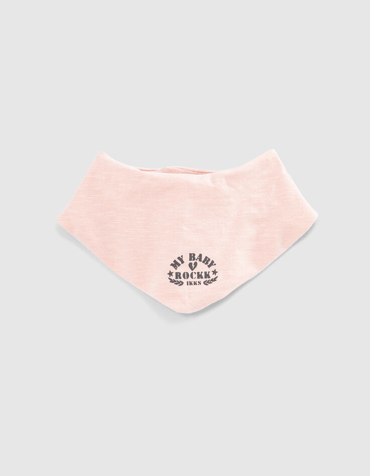 Bavoir rose pâle print rock coton bio bébé-1