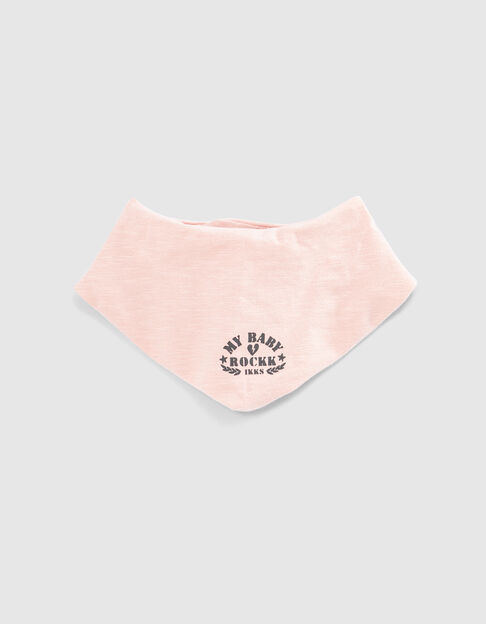Baby’s light pink rock print organic cotton bib