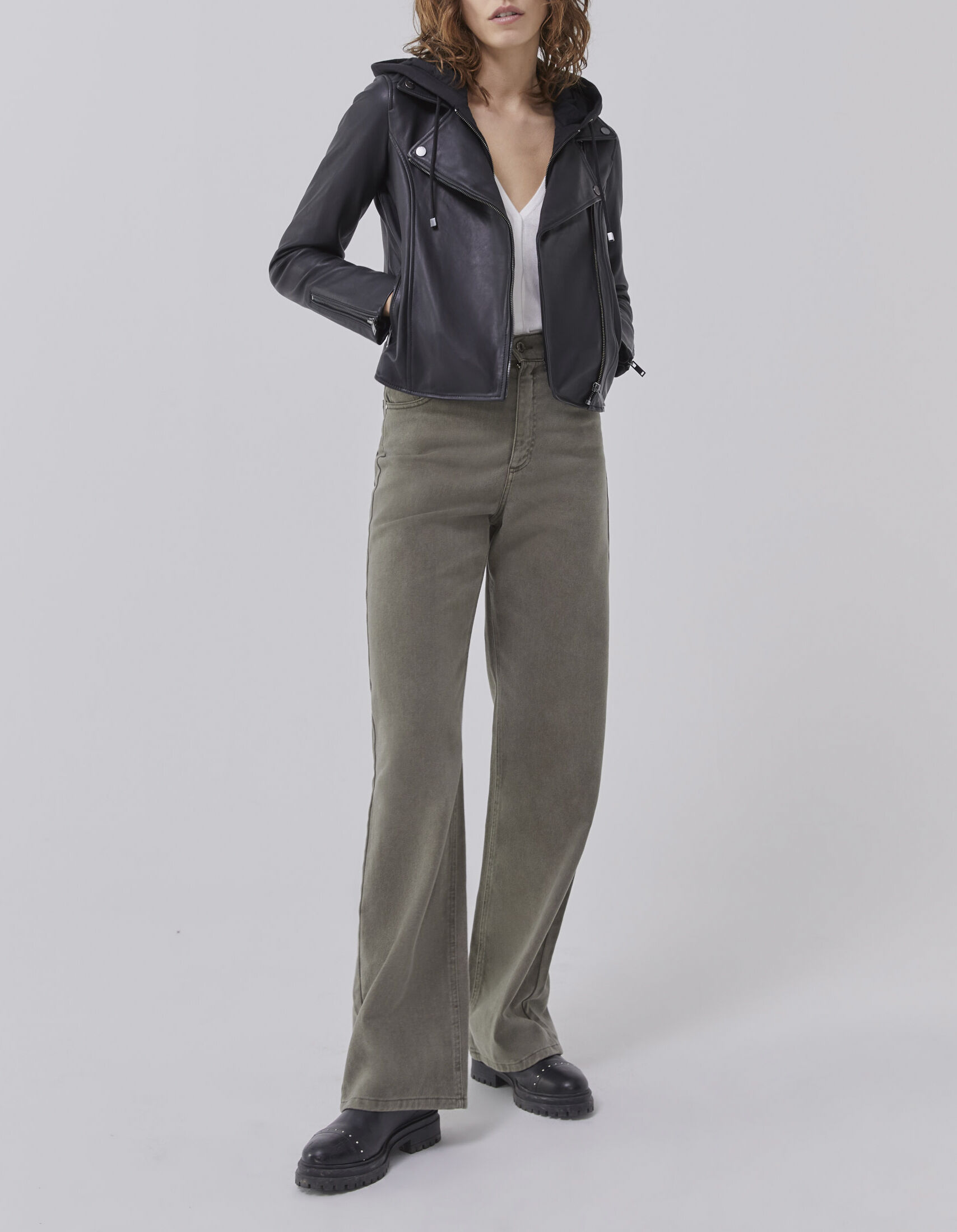 Veste en cuir ikks discount femme