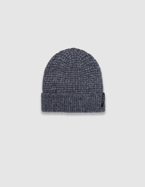 Gorro azul punto acanalado vuelta hombre - IKKS