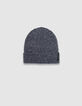 Gorro azul punto acanalado vuelta hombre-1 Gorro azul punto acanalado vuelta hombre-1