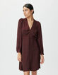 Women’s burgundy dress with covered buttons-2
