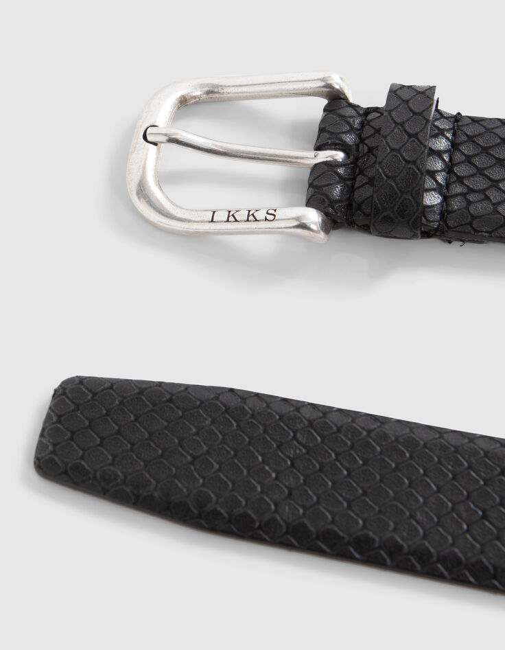 Cinturón negro cuero efecto pitón hombre-4 Cinturón negro cuero efecto pitón hombre-4