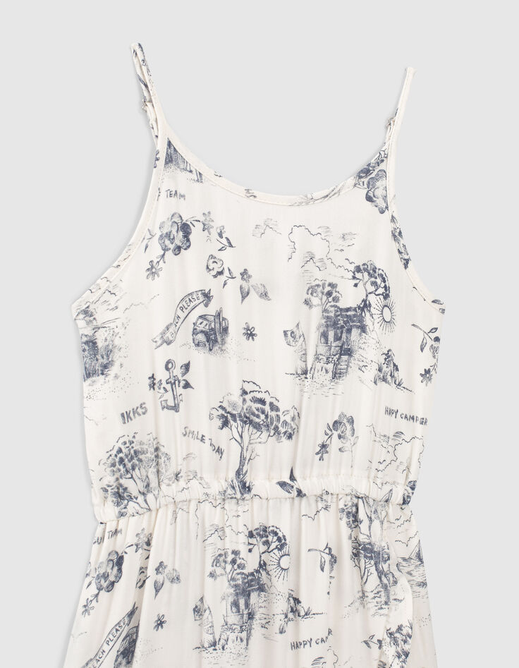 Robe longue blanche Ecovero® à imprimé toile de Jouy fille-3