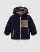 Boys’ khaki and navy sherpa reversible parka-6