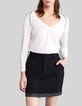 Women's off-white studded foil linen T-shirt-1