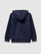 Boys’ navy zipped hooded cardigan with zip lettering-2