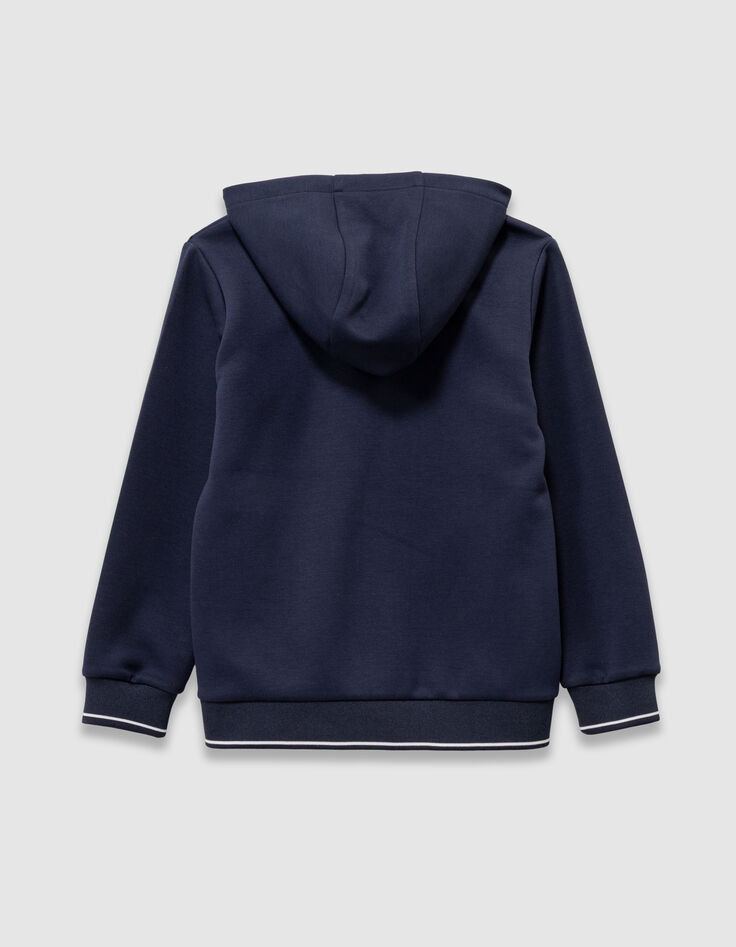 Boys’ navy zipped hooded cardigan with zip lettering-2