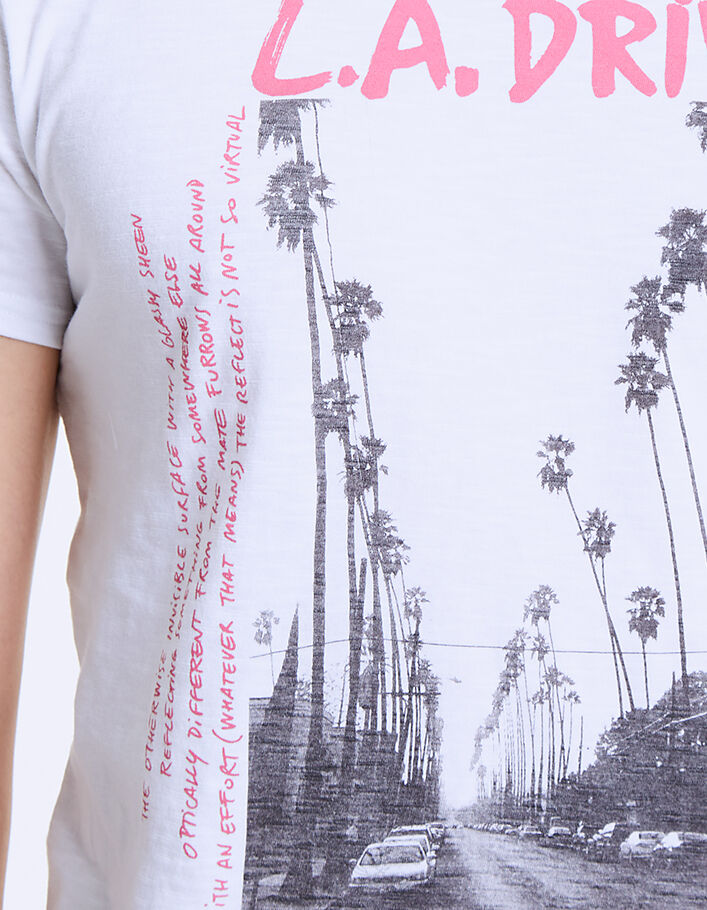 Weißes Herren-T-Shirt mit Fotopalmenmotiv L.A. DRIVE - IKKS