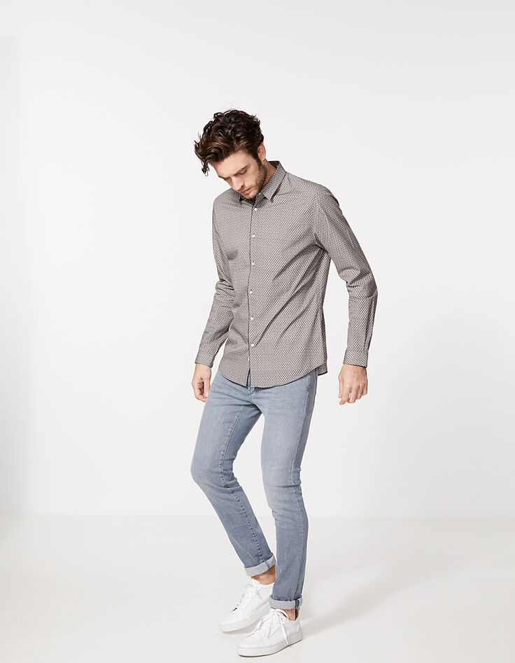 Chemise SLIM noire à motif moucharabieh Homme-6
