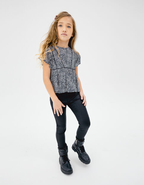Schwarze Skinny-Mädchenjeans aus beschichtetem Material