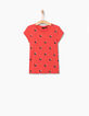 Girls' dark orange T-shirt with skate print-2