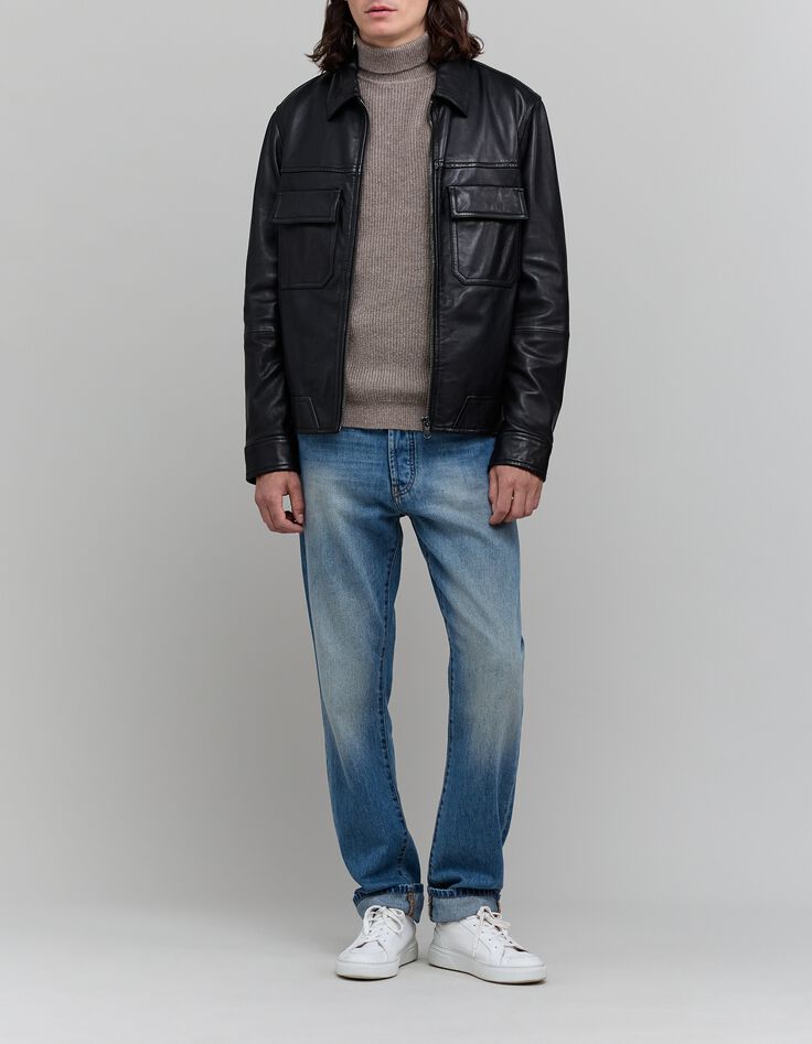 Jersey de cuello alto de punto crudo para hombre-2 Jersey de cuello alto de punto crudo para hombre-2