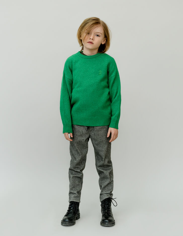Grüner flauschiger Strickpullover für Jungen-2 Grüner flauschiger Strickpullover für Jungen-2