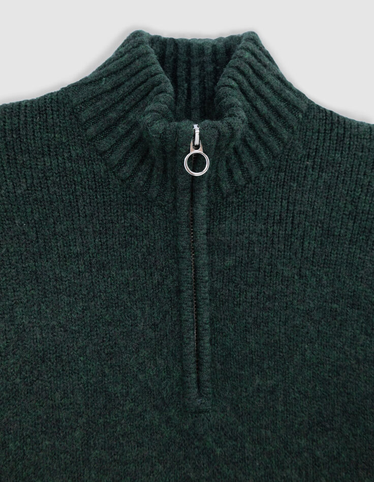 Girl's green trucker-neck sweater-3