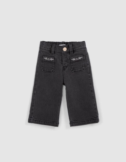 Jean LARGE gris brodé fille - IKKS